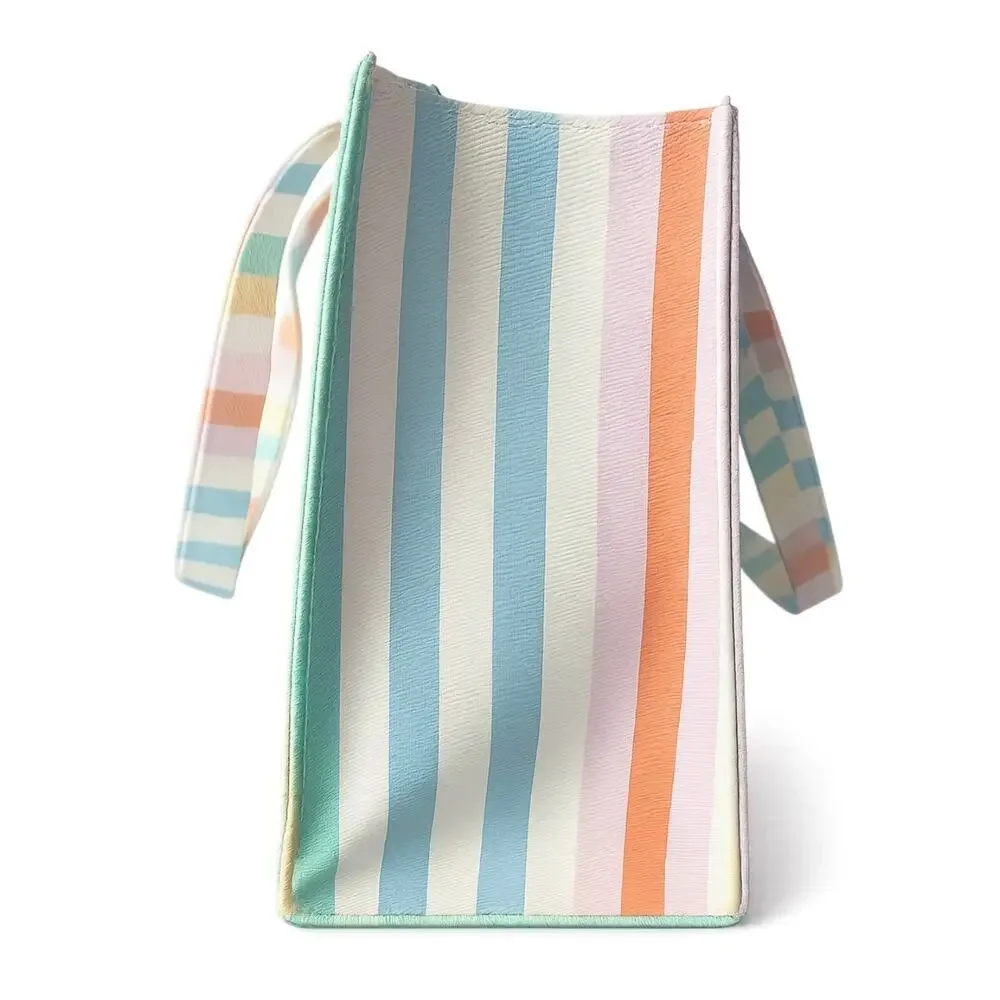 NWT Betsey Jonson LUV Striped Pastel Tote with Flower Charm